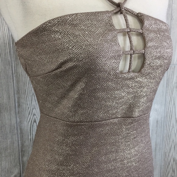 Charlotte Russe Metallic Gold Dress Size Large - Picture 6 of 11